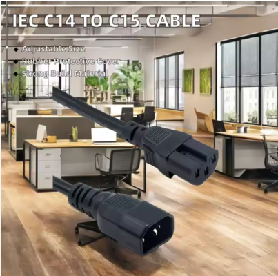 IEC C14 a C15 cavo di alimentazione, maschio a femmina cavo ad alta temperatura 250V 10A per server, rete, PDU, kettle