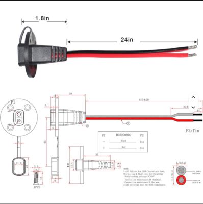 SAE Socket Sidewall Port Panel Mount Connector con tappo antipolvere