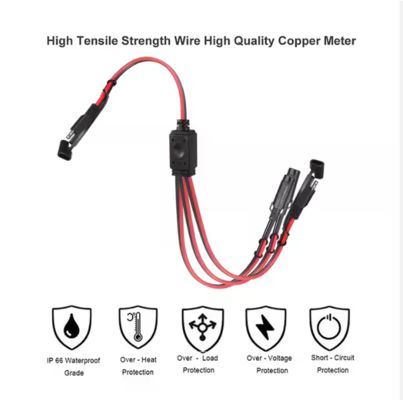 Cavo di divisione di potenza SAE da 1 a 3 per pannelli solari e caricabatterie