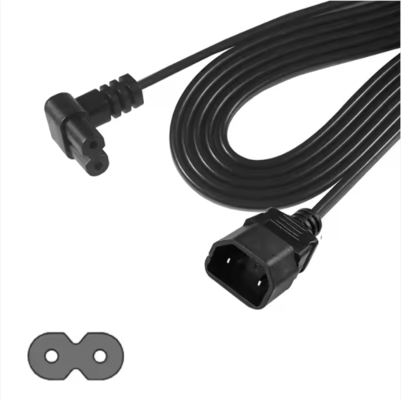 Cable di alimentazione da C7 a C18 ad angolo retto, cavo di alimentazione IEC 60320, da femmina a femmina, 10A 250V, VDE approvato