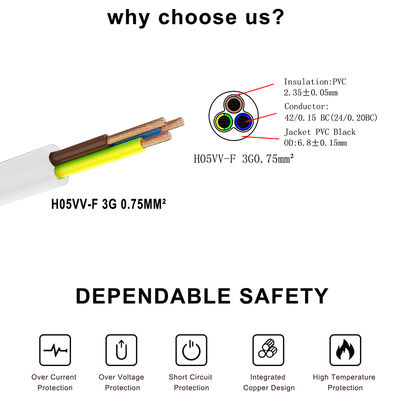 CEE 77 UE a C5 Cavo di alimentazione femminile 0,75 mm PVC rame