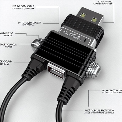 Cavo booster USB OBD da 5V a 12V con protezione da cortocircuito