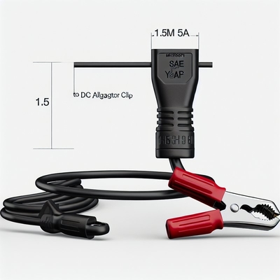 Cavi batteria DC SAE con fusibile da 1,5 m e pinze a coccodrillo da 5A