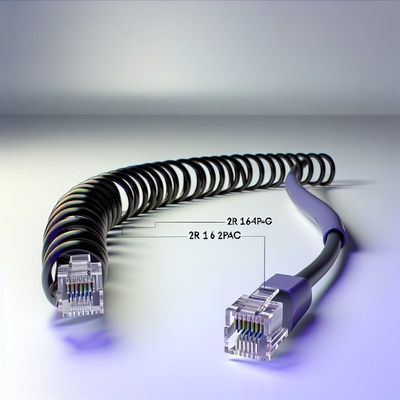 Cavo telefonico a spirale RJ11 6P4C 12FT da maschio a maschio 24AWG