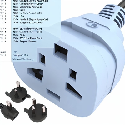 Cavo di alimentazione UK BS1363 con connettore IEC C5, fusibile da 3A, 250V