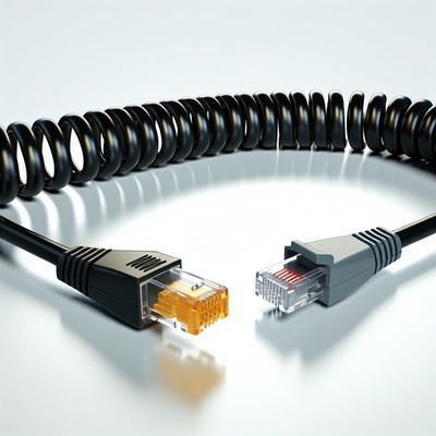 Cavo telefonico a spirale RJ9 personalizzato 5 piedi, guaina in PVC nero
