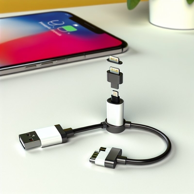 3 in 1 cavo USB magnetico a treccia di nylon micro tipo C 8 pin