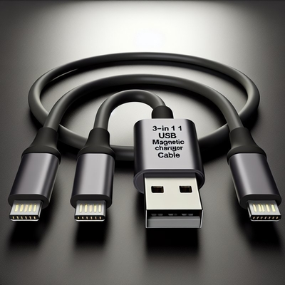 3 in 1 cavo USB magnetico a treccia di nylon micro tipo C 8 pin