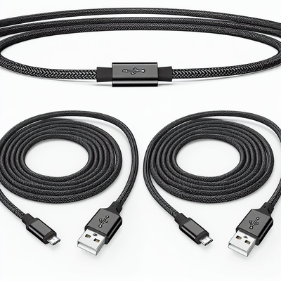 Cavo Nero USB 2.0 a Micro USB 1m 1.5m Trasferimento Dati Ricarica