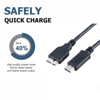 Braided Nylon USB C to Micro B 3.0 Cable for HDD SSD 5Gbps
