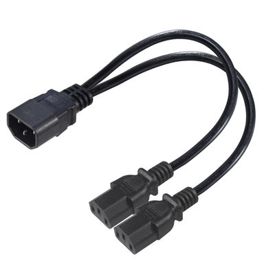 Cable di divisione di potenza C14 a doppio C13 16AWG 10A 250V angolo retto