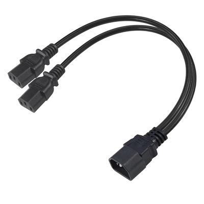 Cable di divisione di potenza C14 a doppio C13 16AWG 10A 250V angolo retto