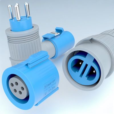Connettore cavo Powercon bloccabile 20A 250V Blu Ingresso Grigio Uscita