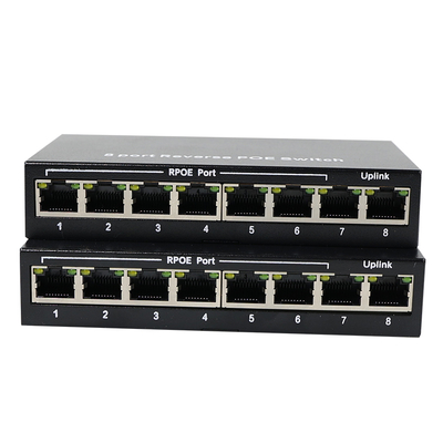 Switch PoE inverso a 8 porte con uscita 12V DC per telecamere IP