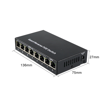 Switch PoE inverso a 8 porte con uscita 12V DC per telecamere IP