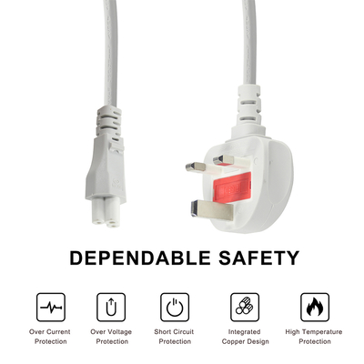 Grigio UK a C5 cavo di alimentazione 1.5M 3-Prong Cloverleaf cavo 250V 2.5A
