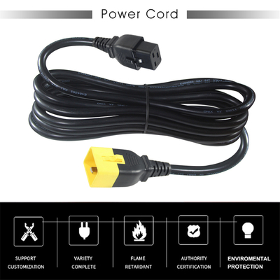 Cavo di alimentazione IEC C20 a C19 14 AWG 250V 16A PVC nero