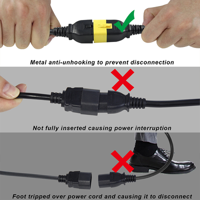Cavo di alimentazione IEC C20 a C19 14 AWG 250V 16A PVC nero