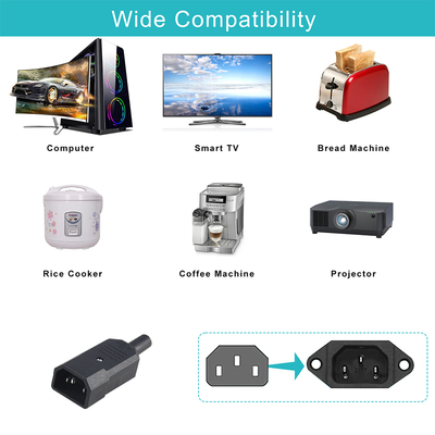 IEC C14 a C5 adattatore di alimentazione ABS nero