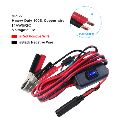 Cavo da SAE a pinze a coccodrillo con fusibile e interruttore 12V 24V DC