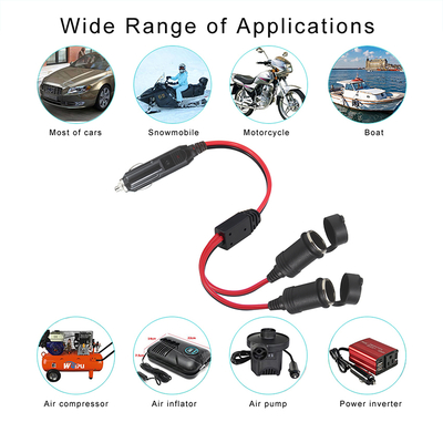 Accenditore di sigarette per auto da 12V a doppia presa Splitter Adaptore di cavo di estensione per alimentatore a corrente continua GPS Dash Camera Tablet