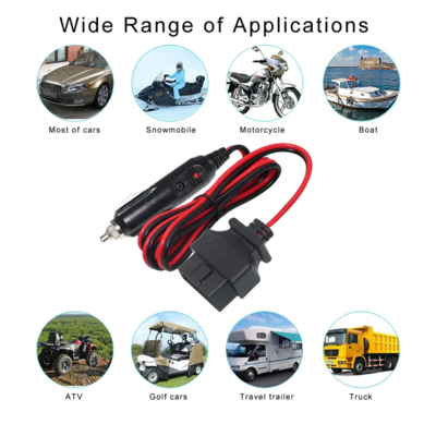 12V auto accenditore di sigarette innesco a OBD2 connettore cavo di alimentazione diagnostica con fusibile per scanner di codice per auto ECU