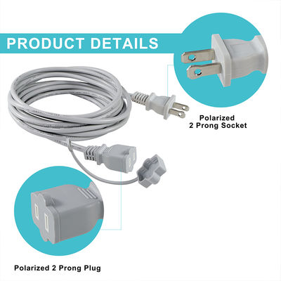 NEMA 1-15P to NEMA 1-15R AC Power Adapter with Safety Cover Gray for Household Electrical Devices