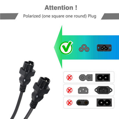Cavo adattatore di alimentazione da 18 AWG IEC 60320 C5 a C6 con classificazione 10A / 125V per adattatori per laptop