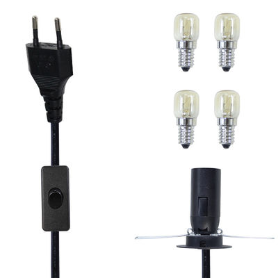 Cable elettrico a presa per porta lampadina E12 nero EU 2 Pin Salt Lamp Power Cord con 303 On/Off Switch