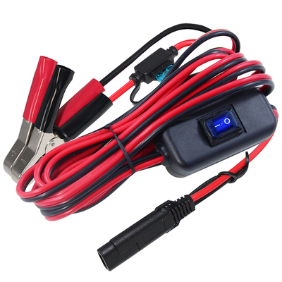 SAE to Alligator Clip Battery Cable with Inline Fuse and Switch - 12V Power Extension Lead for Solar, Automotive, DIY