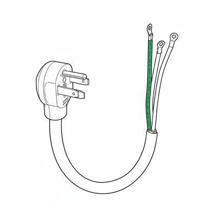 6AWG 125/250V 50A 3-poles NEMA 14-50 Plug to 10 Ring Lug 2m Power Cable Lead per il rifornimento di cucina, range e RV Shore