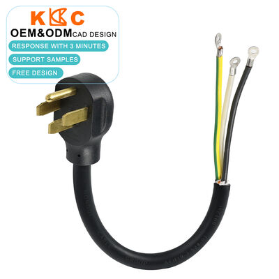 Cavo a tre conduttori 6AWG 50A 125/250V NEMA 14-50P a terminali ad anello, cavo a coda da 0,5 m con spina stampata e scarico trazione rinforzato